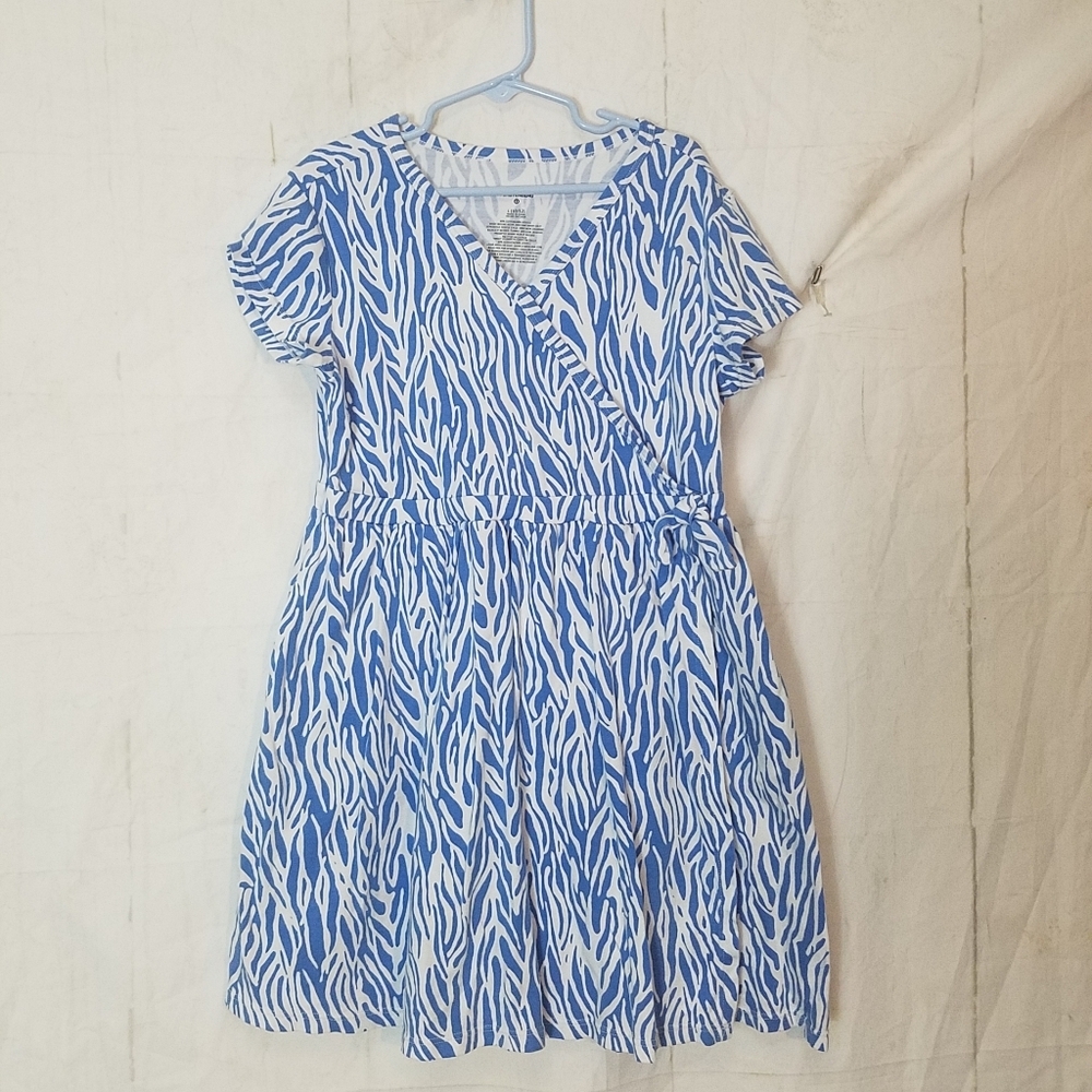 Diane Von Fustenberg For Target Blue and White Zebra Print Faux Wrap Dress